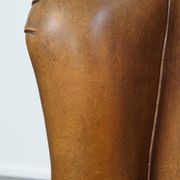 Fauteuil à oreilles vintage en cuir de mouton