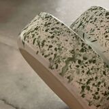 2 green speckled ramekins.