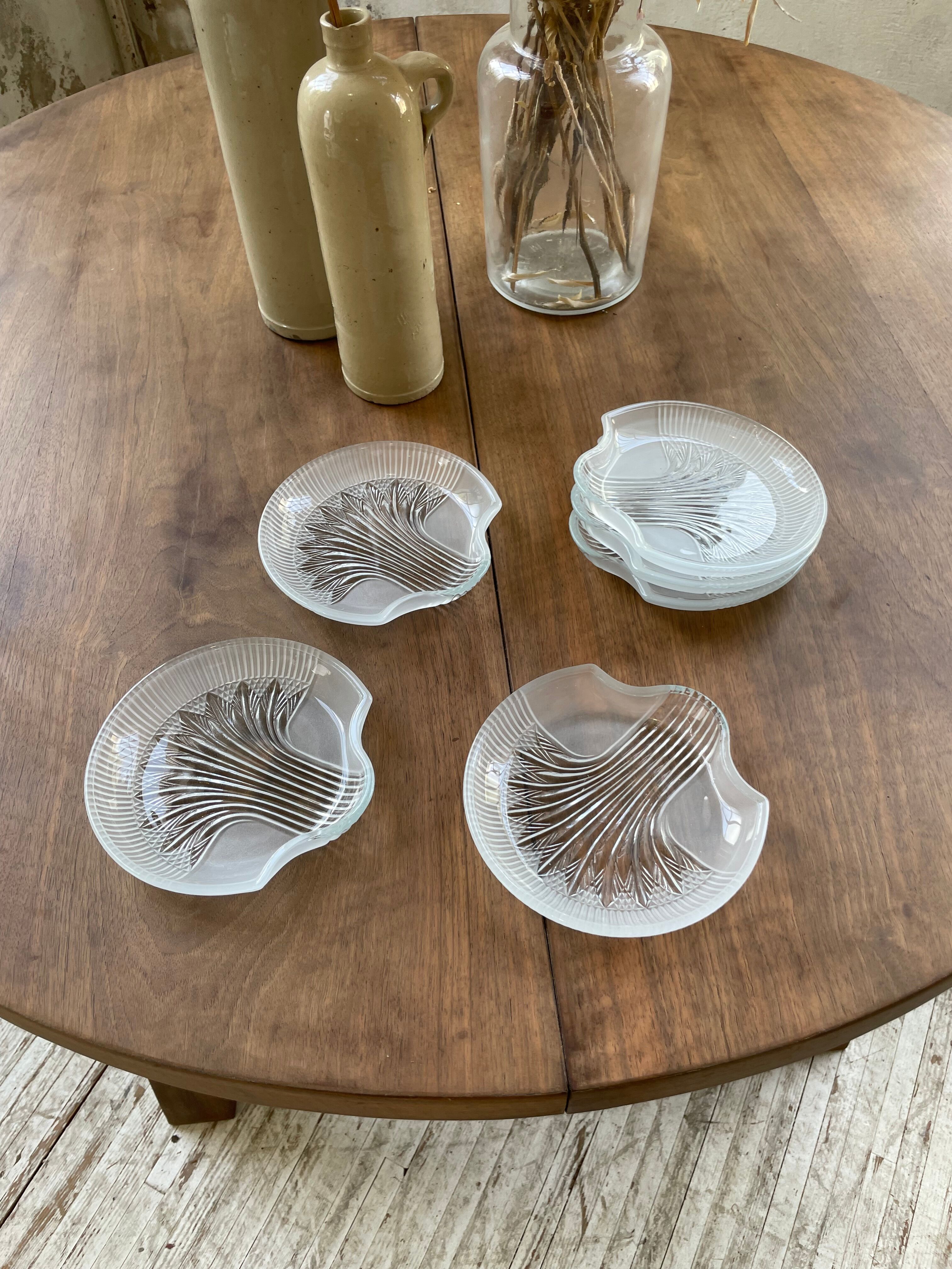 Six ridged glass ramekins