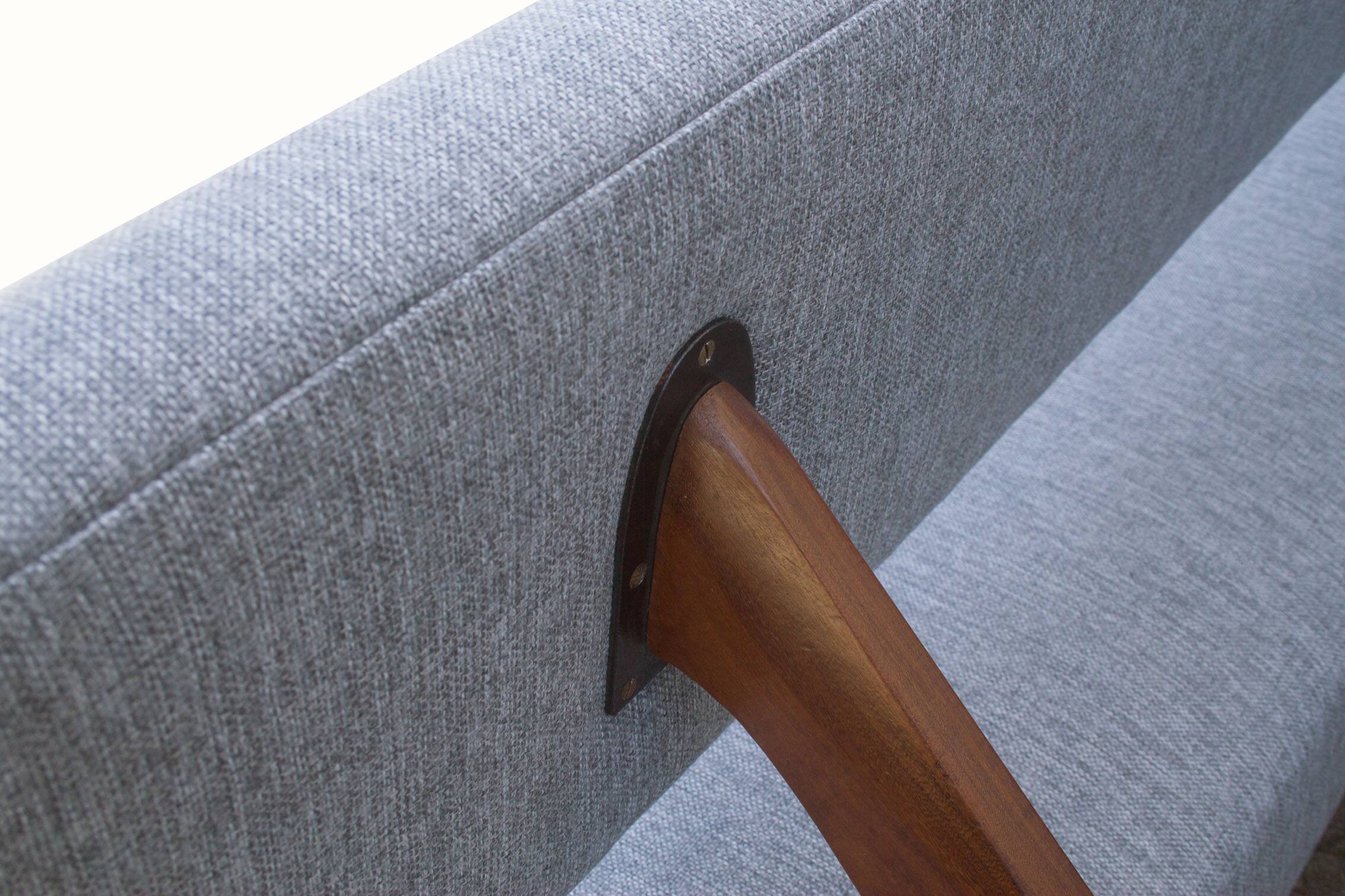 1950s daybed in grey, new polstery and fabric