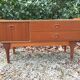 Commode scandinave en teck à 2 tiroirs et 1 abattant