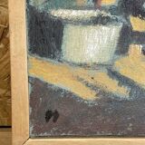 Oil on canvas signed O. Stephane, vintage painting of a grape harvest scene.