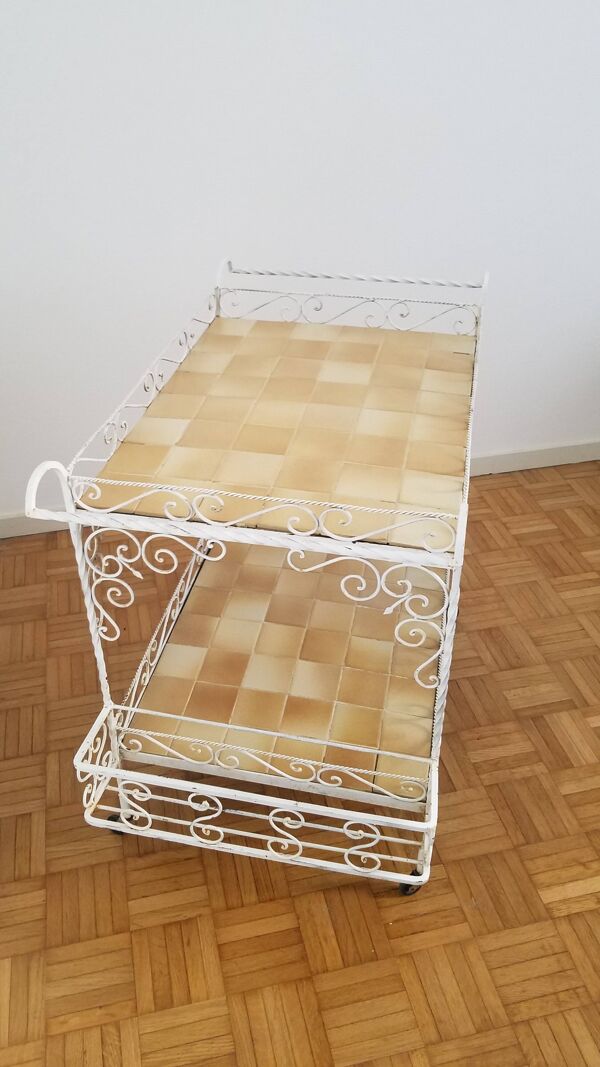 Desserte vintage en fer forgé années 1970