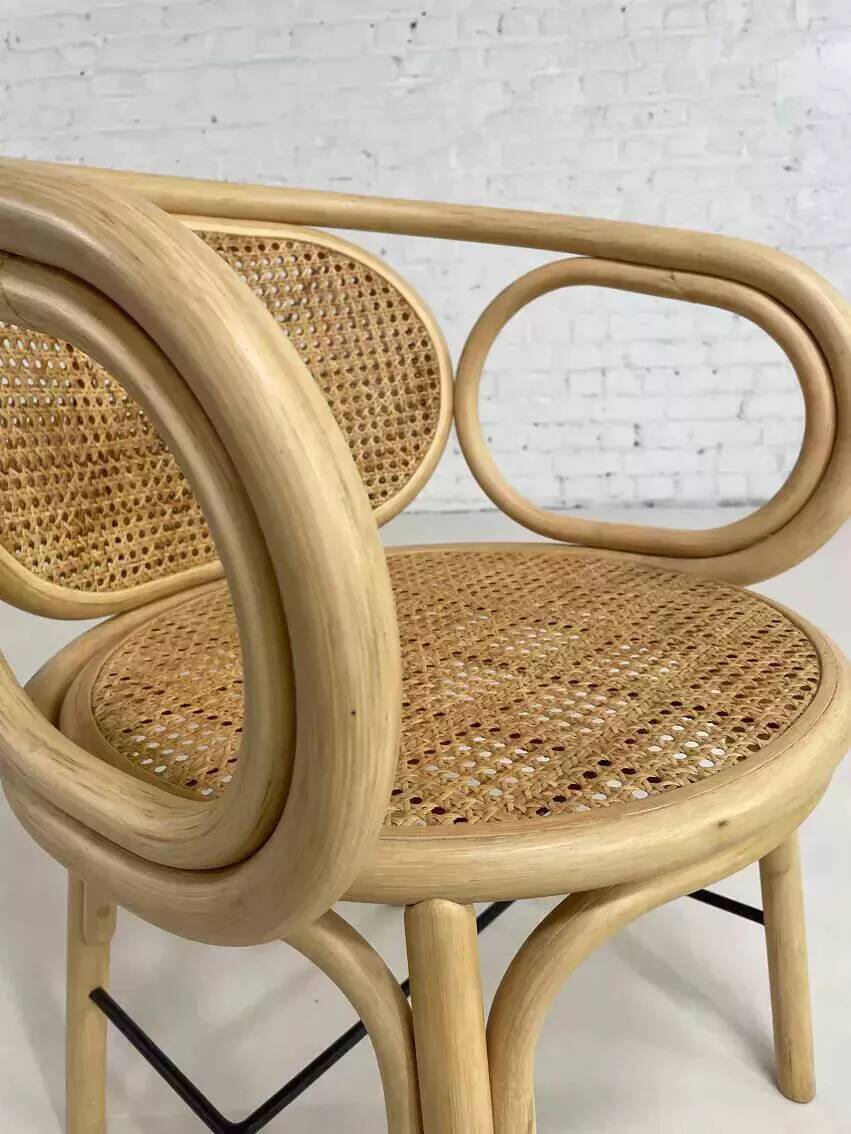 Rattan and cane armchair