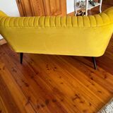 Canapé scandinave moderne en velours du milieu du siècle, années 1950