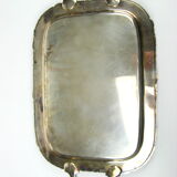 Plate with handle in silver metal
