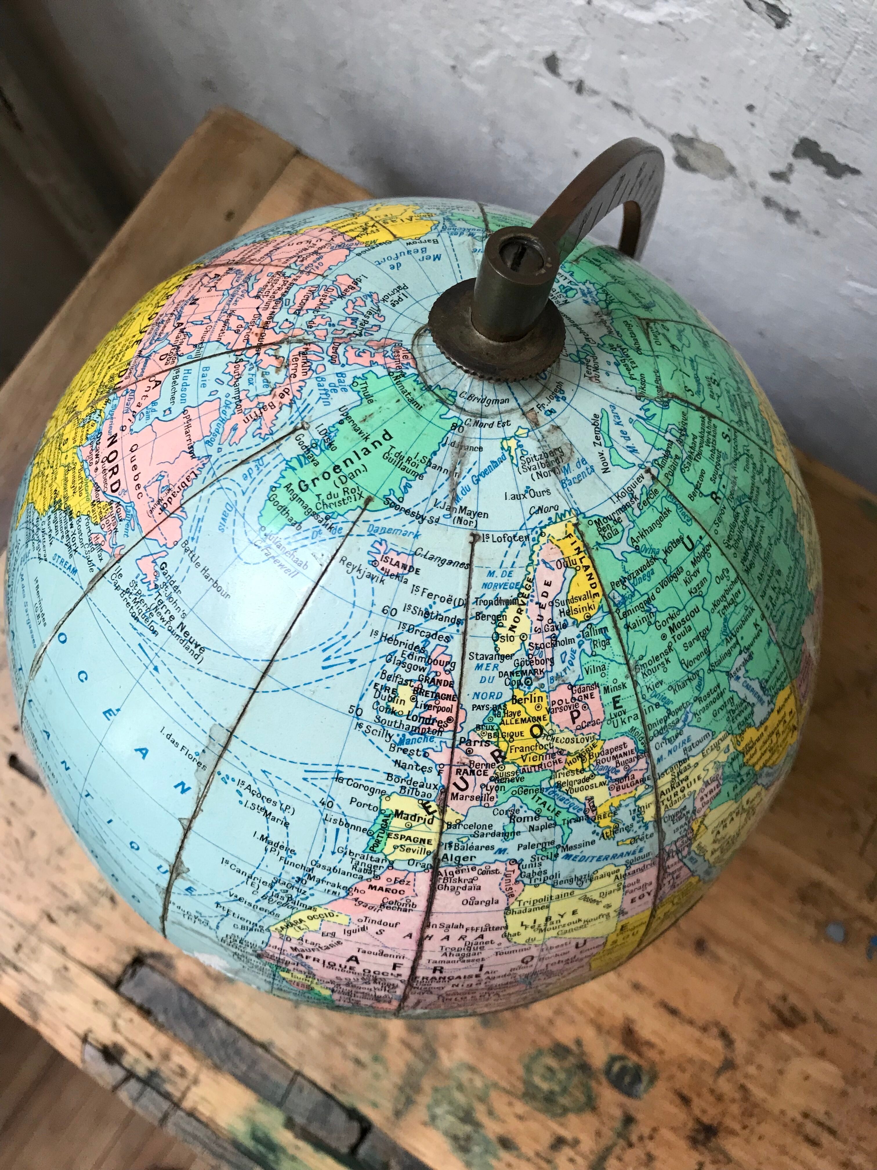 World map wooden base