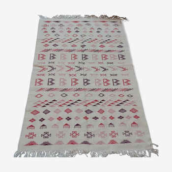 Tapis blanc multicolore berbère traditionnel 208x127cm