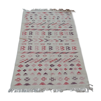 Traditional Berber multicolored white carpet  208x127cm