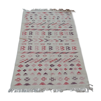 Tapis blanc multicolore berbère traditionnel 208x127cm