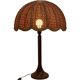 Lampe de table d’abat-jour de champignon en fausse toile de bambou, années 1960