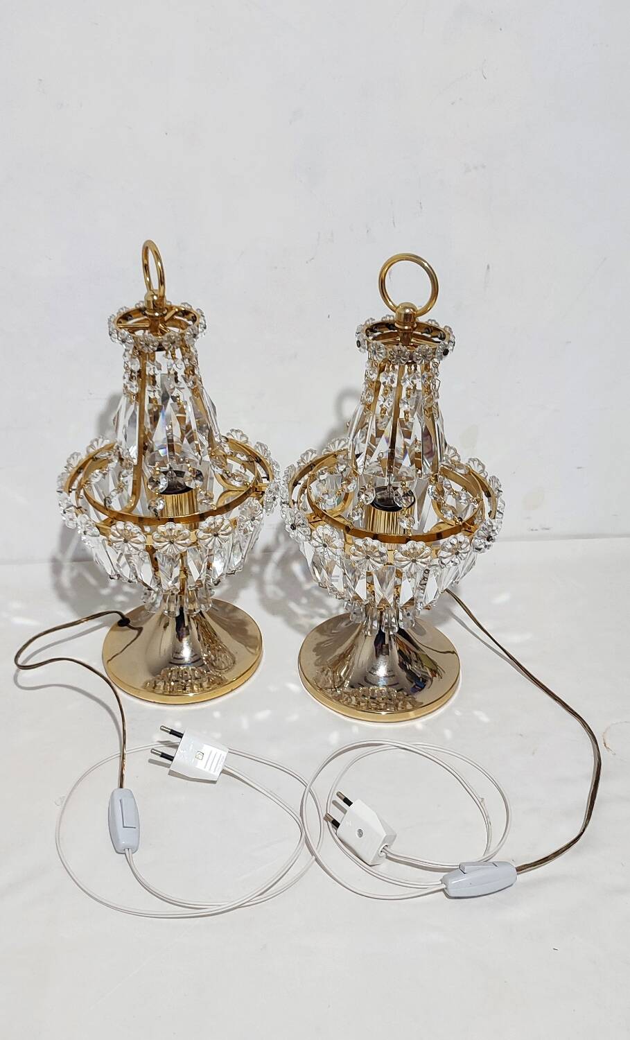 Paire de lampes de table en cristal. Espagne, années 1980.