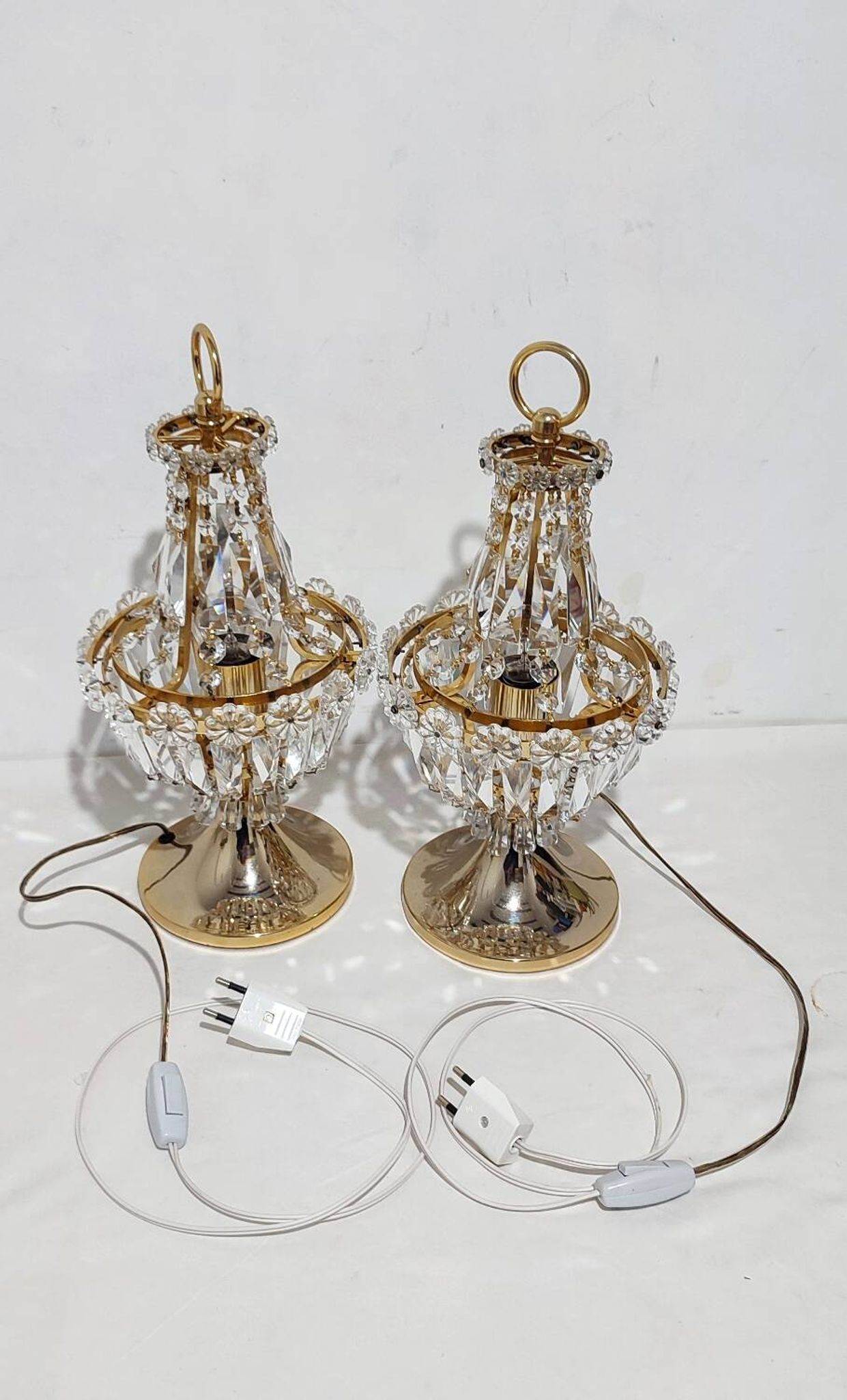 Paire de lampes de table en cristal. Espagne, années 1980.