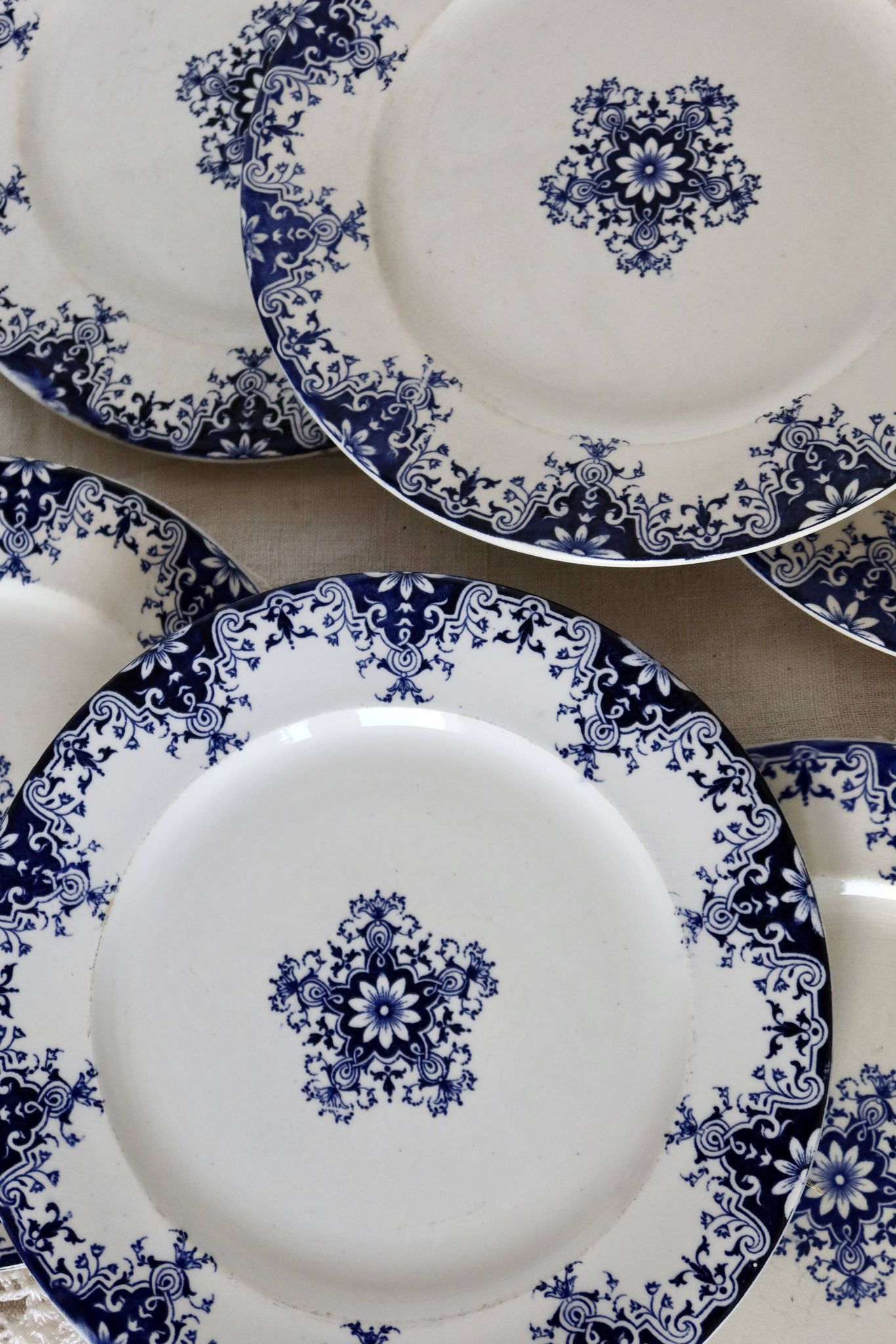 6 antique flat plates, Bordeaux (Jules Vieillard) and Longwy earthenware