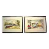 Paire d'aquarelles de jean Theobald JACUS