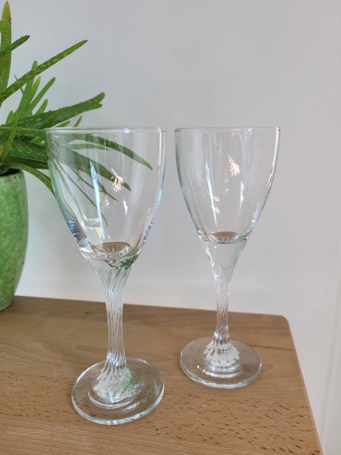 Two crystal wine glasses