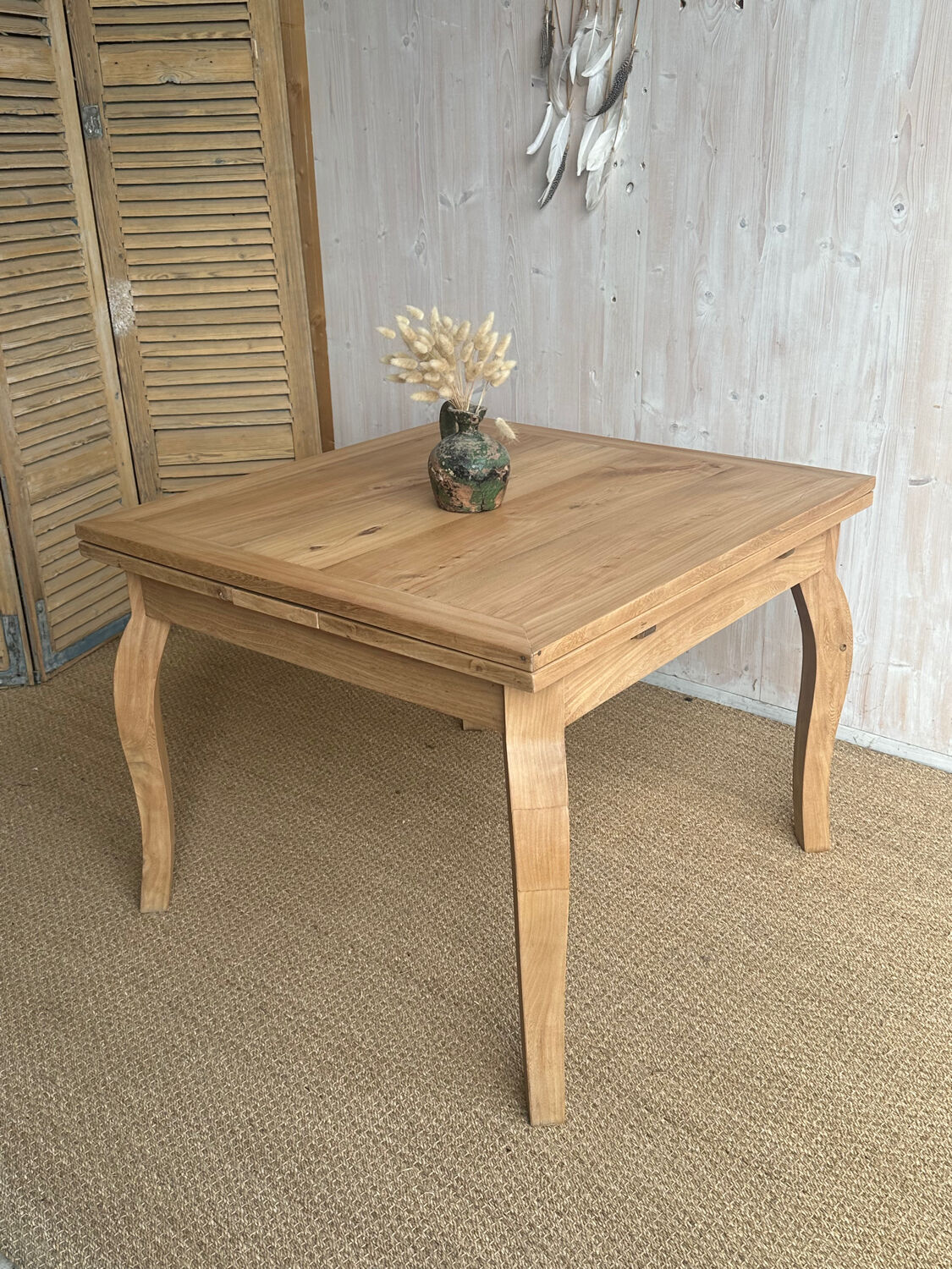 Table ancienne en châtaignier massif rénovée – extensible