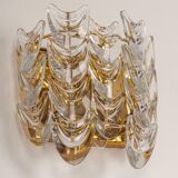 Pair of wall sconces in gilded brass and crystal, Sciolari design, Palwa, Germany, 1960s.