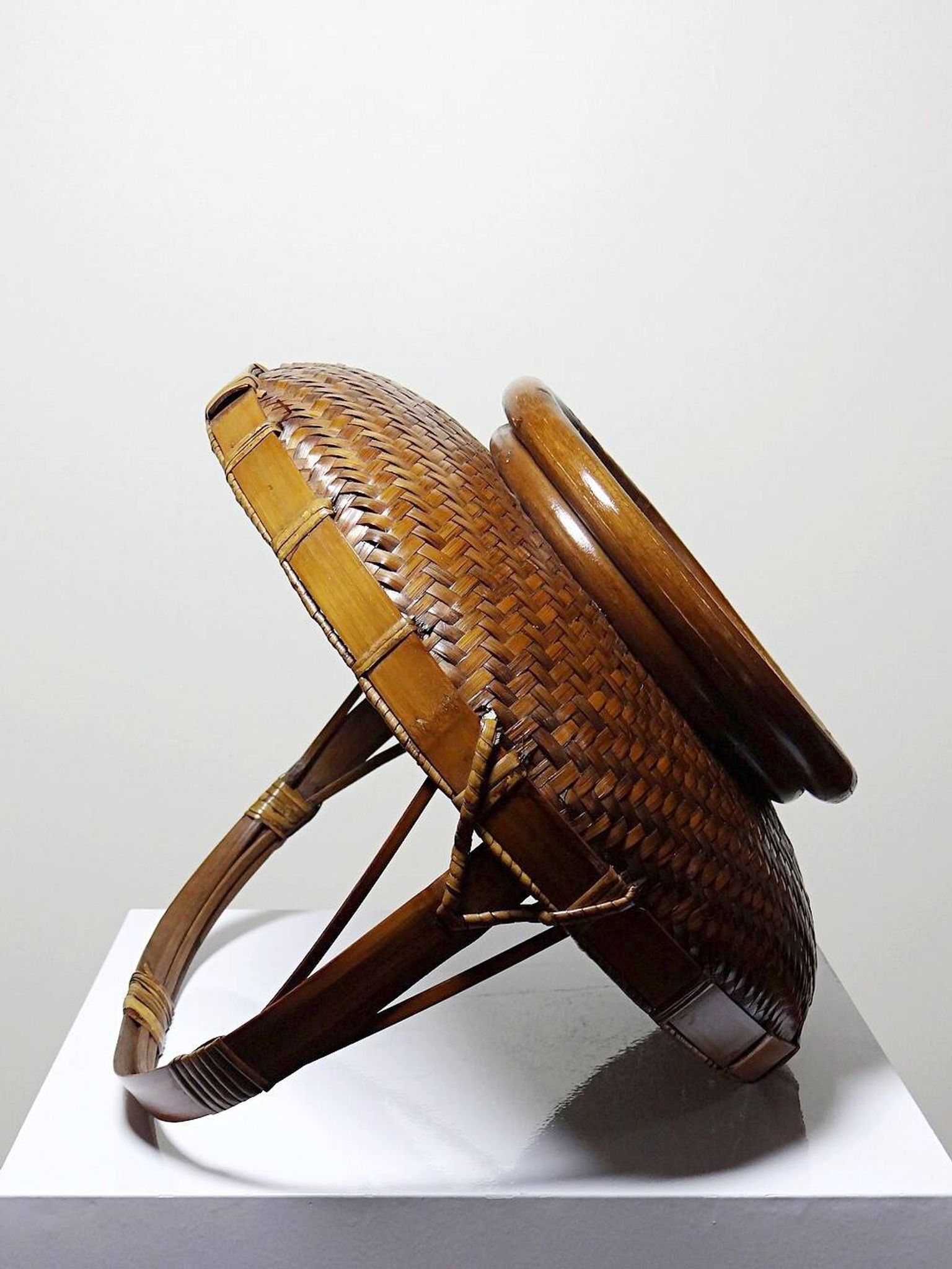 Large Vintage Asian Bamboo Offering Basket 1920–1950