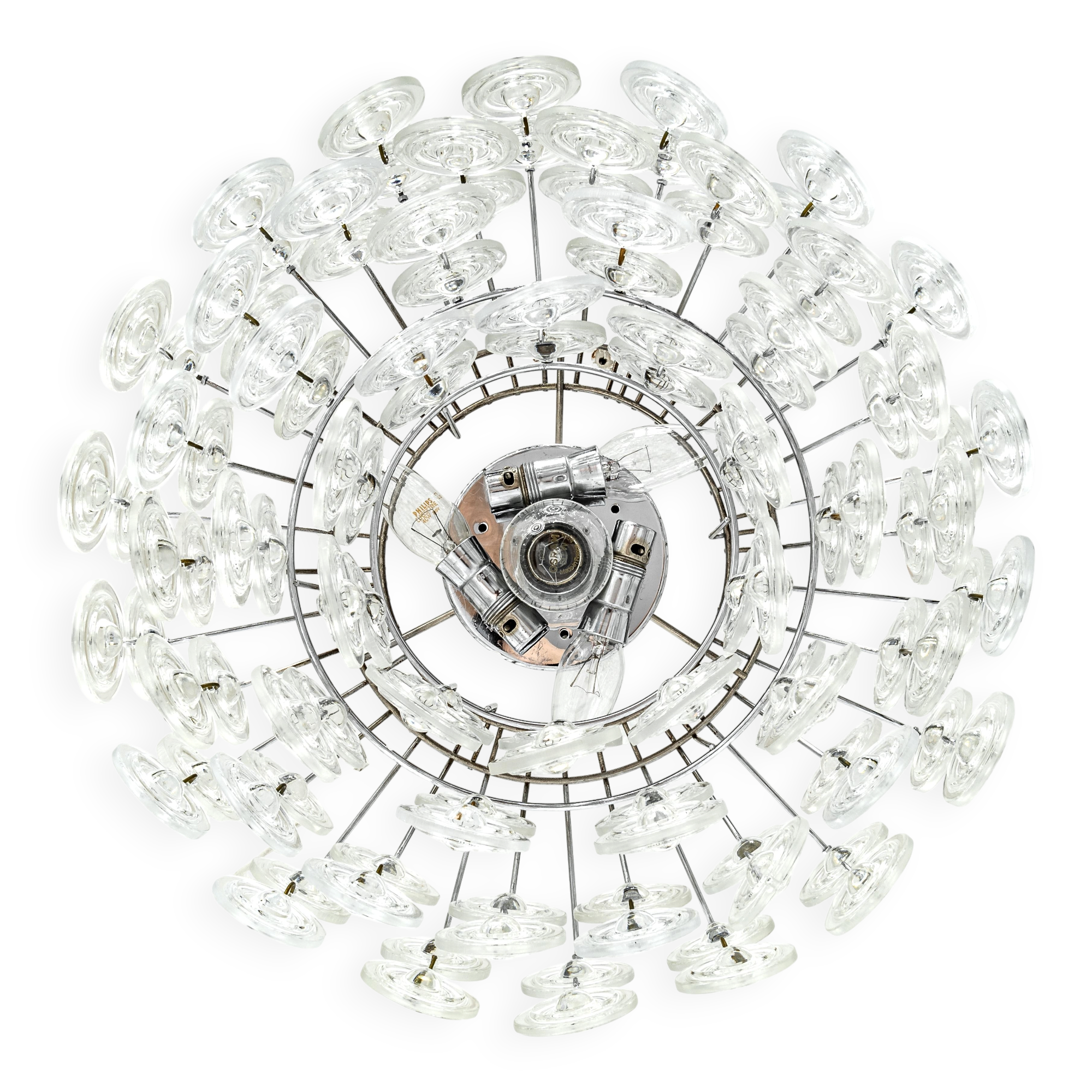 Small sparkling pendant light, chrome and crystal glass by Kinkeldey, Germany, 1970.