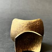 Hammered brass candle holder, brutalist design, 1970s