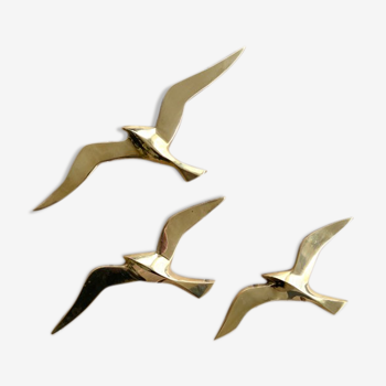 3 Golden brass seagulls to hang