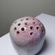Glazed terracotta flower holder signed PB 86, vintage 1980s.