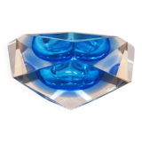 Cendrier, vide-poche bleu par Flavio Poli pour Seguso, Italie années 1960