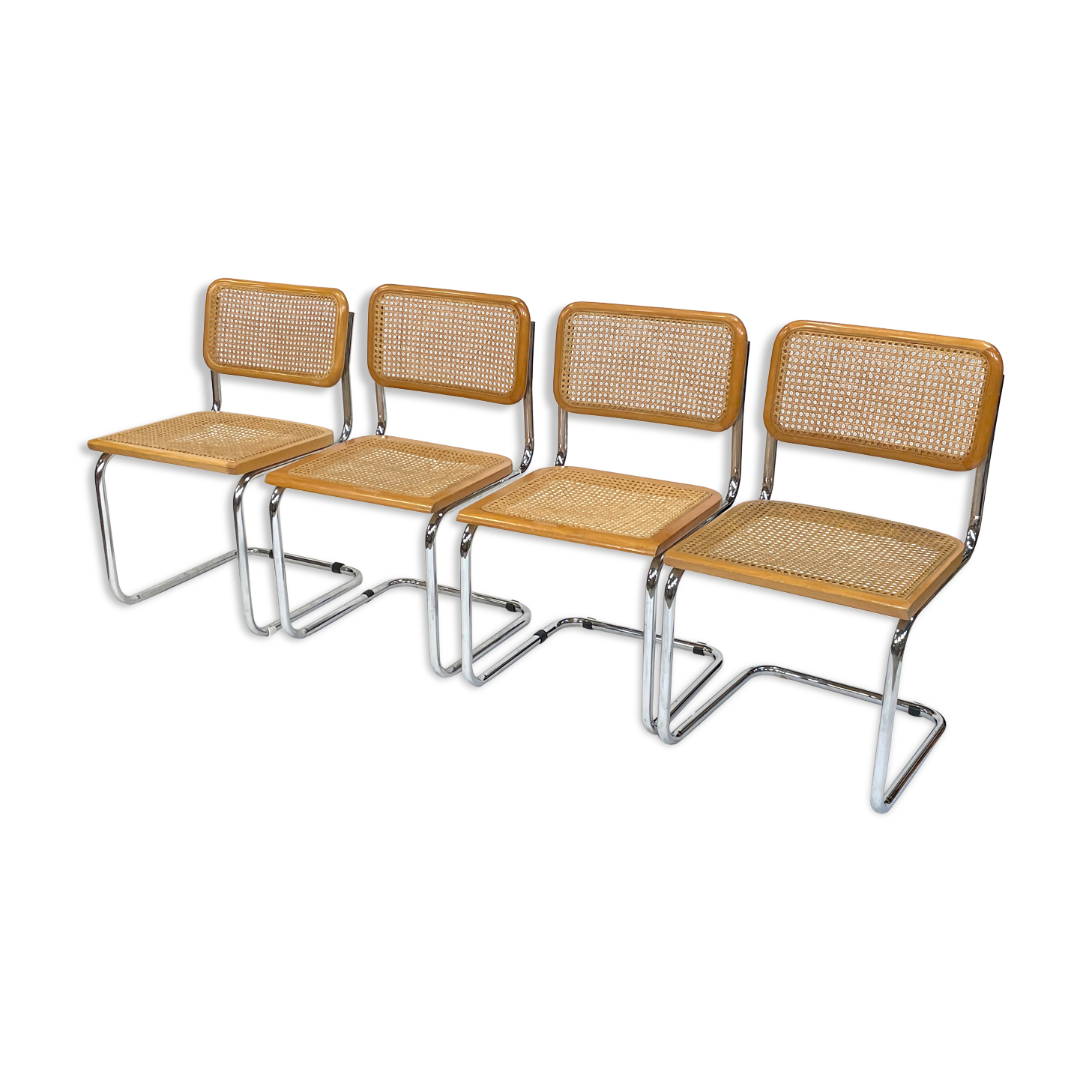 Lot of 4 Chairs Model Cesca designed by Marcel Breuer
