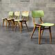 Set of 4 green wooden chairs Tatra Nabytok 1960