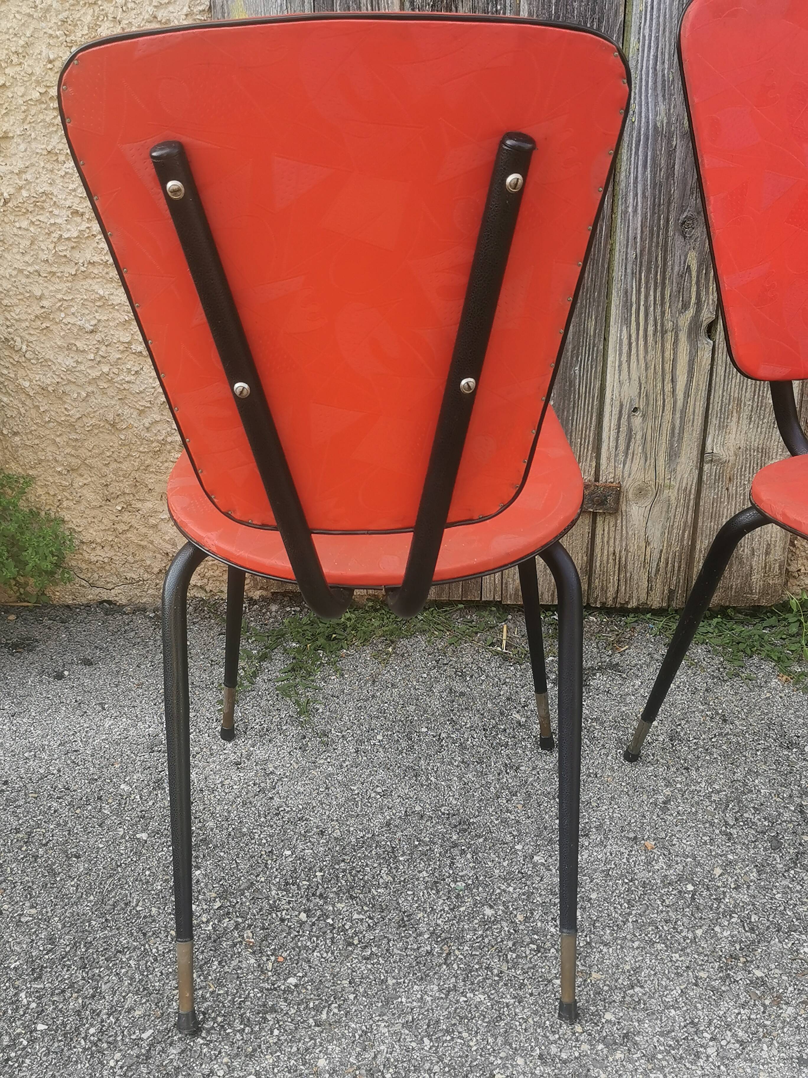Set of 6 vintage "compass feet" chairs