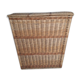 Coffre 65cm panier panière rotin osier époque 1960