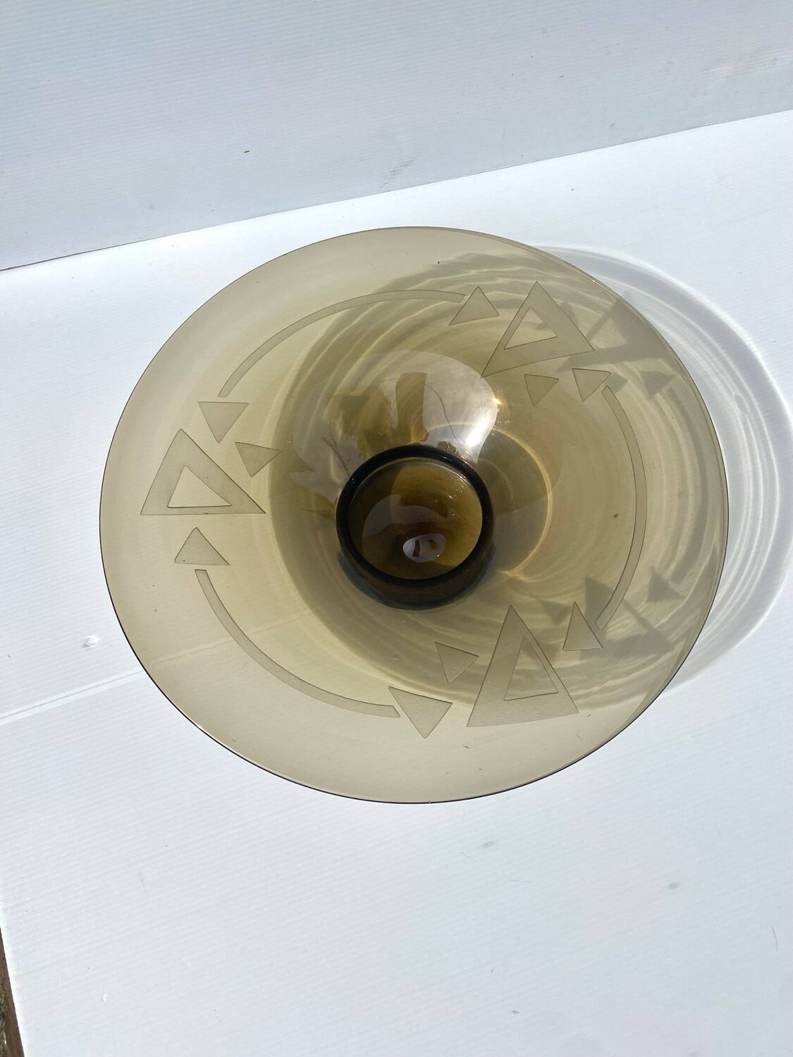 Large Art Deco smoked glass bowl