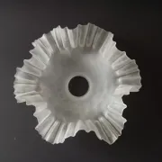 French Vintage 1930s Patterned White Frilled Glass Shade - Art Deco Lightin
