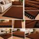 Moroccan Berber Mrirt rug in tobacco brown wool, black weave – 210 × 300.