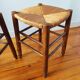 Pair of stools with straw seats, 1960
