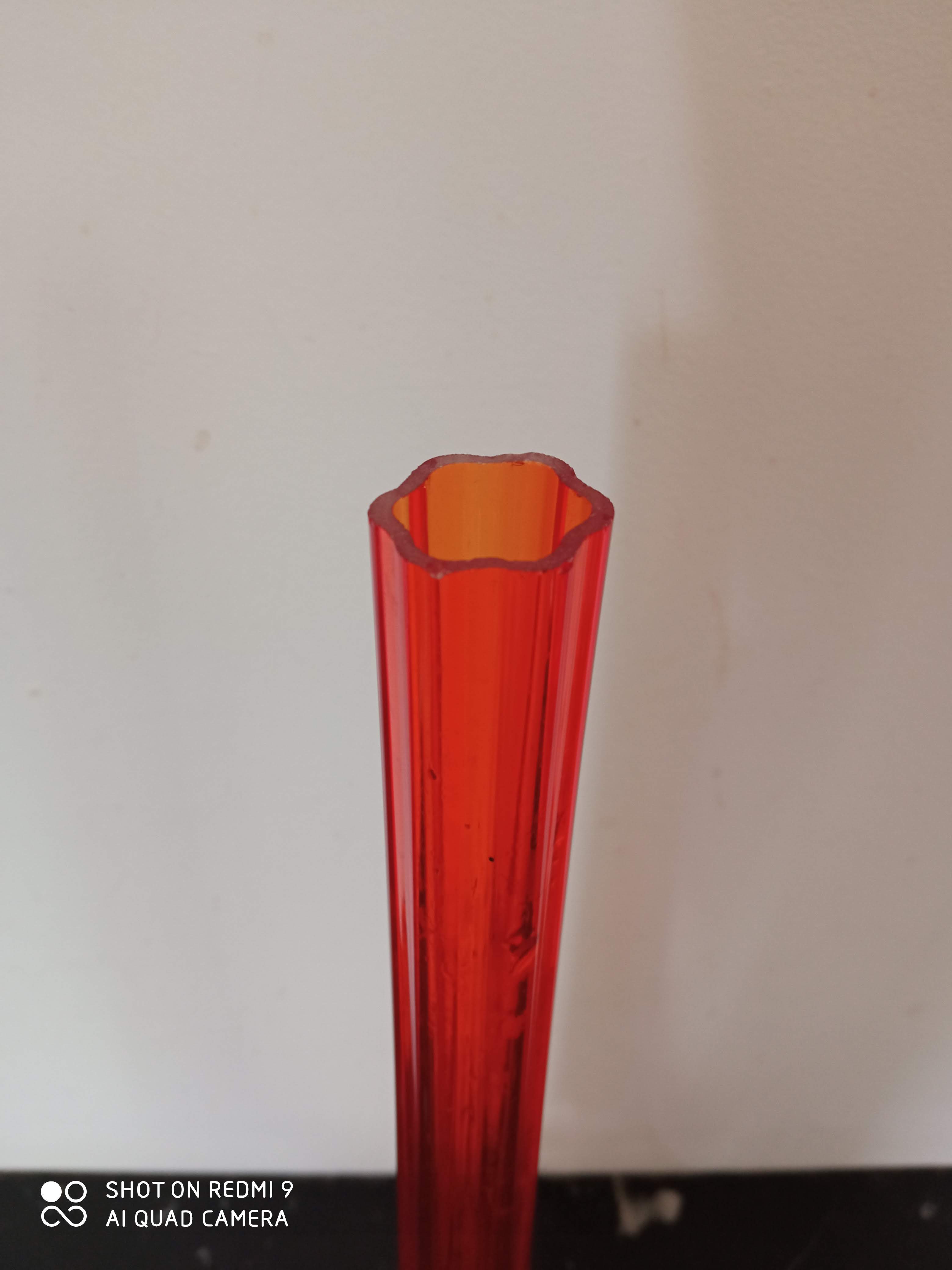 Soliflore in red glass flower foot 1970