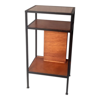 Modernist metal and wood side table 50s-60s