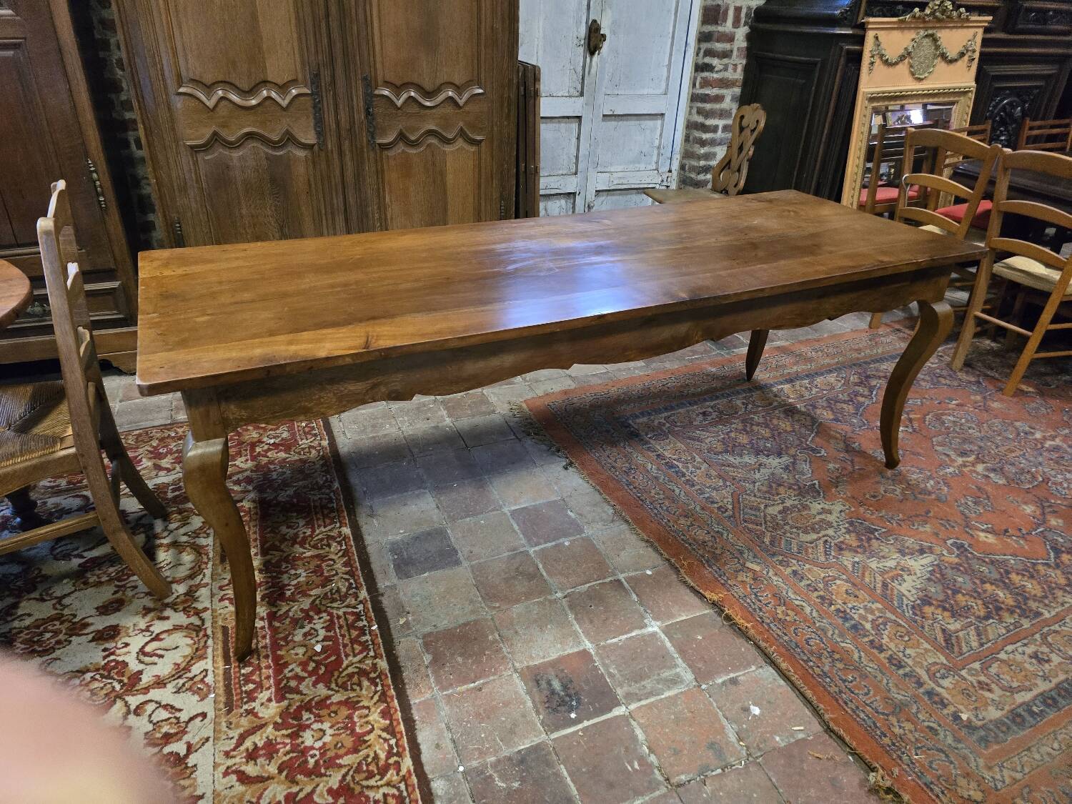 19th century solid cherry wood farmhouse table