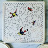 Longwy box under bottles and vintage dish