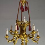 Lustre Corbeille De Style Louis XVI En Bronze Doré Vers 1880
