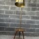 Floor lamp, 60s, gilded brass and walnut, Scandinavian style with table/end of sofa