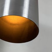 Set of 3 vintage brushed metal pendants, France, 1970.
