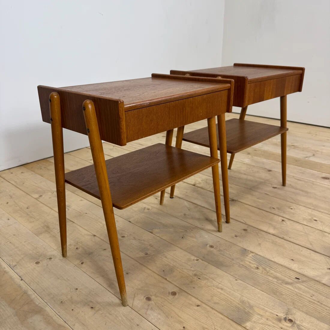 Pair of teak bedside tables by AB Carlström, 1960