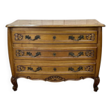 Commode de style Louis XV des années 1950 en merisier et loupe d'orme