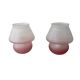 Pair of frosted pink glass mushroom lamps