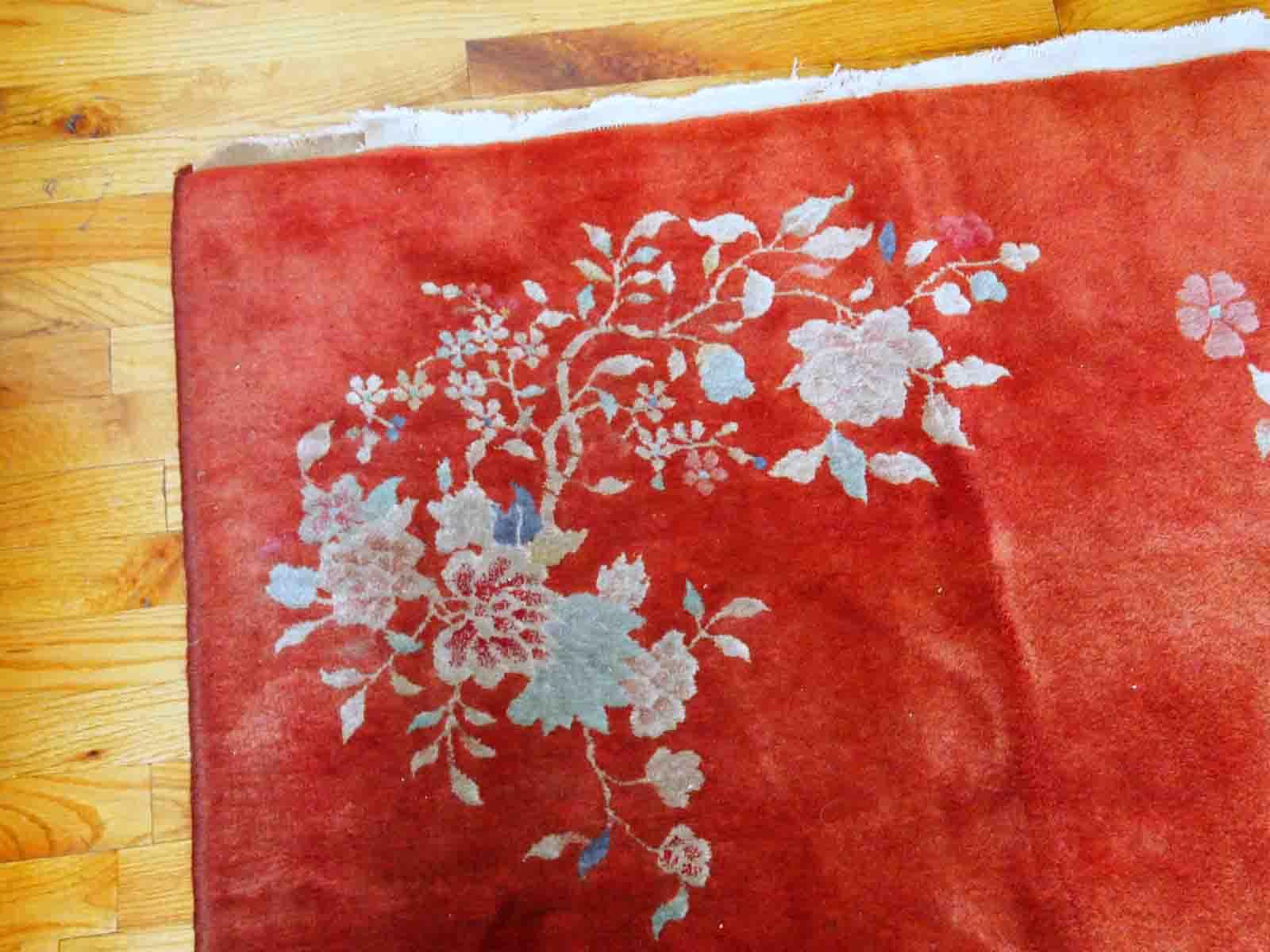 Antique Chinese carpet Art Deco handmade 125cm x 195cm 1920s