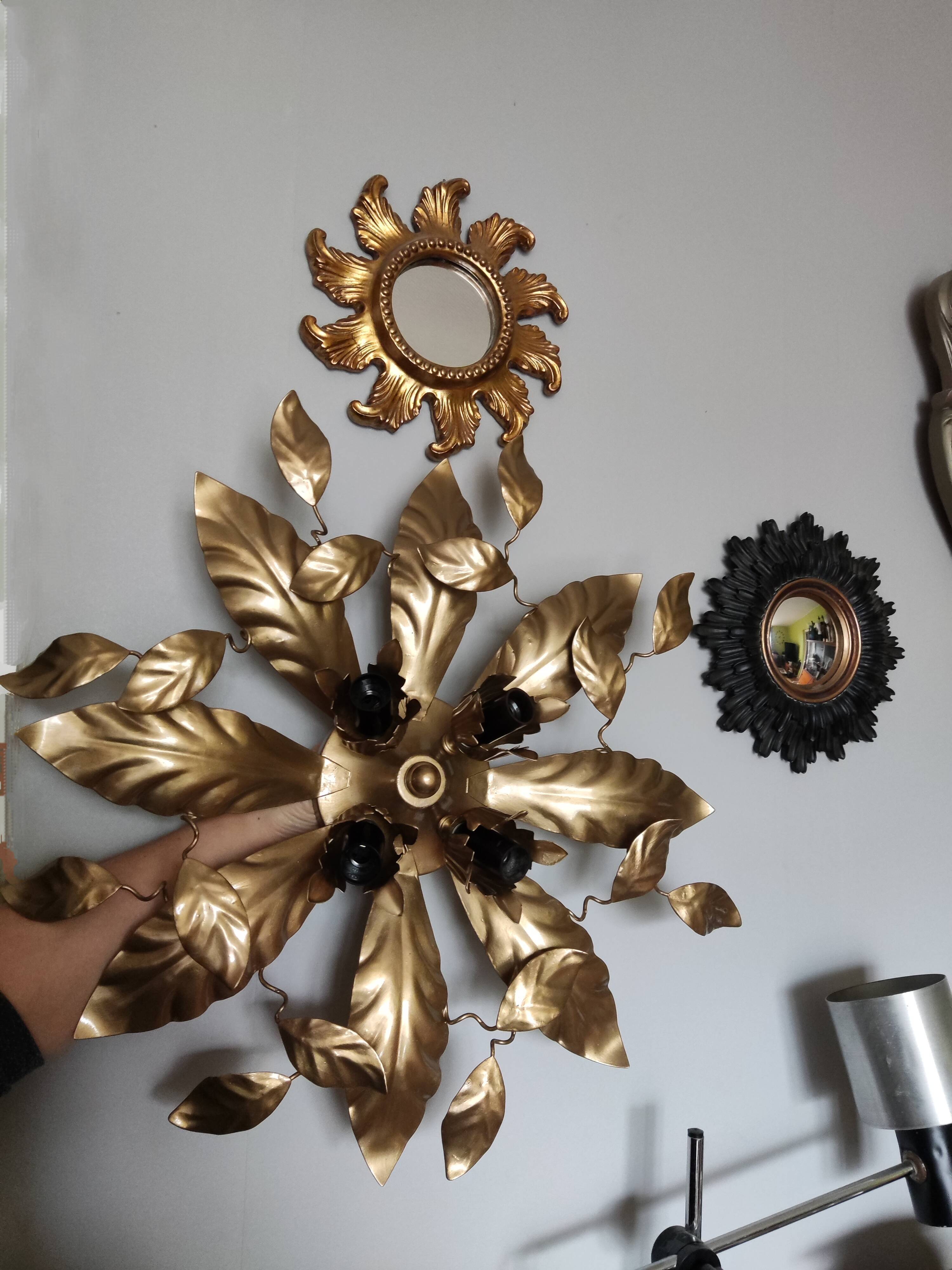 Applique murale feuilles 4 feux