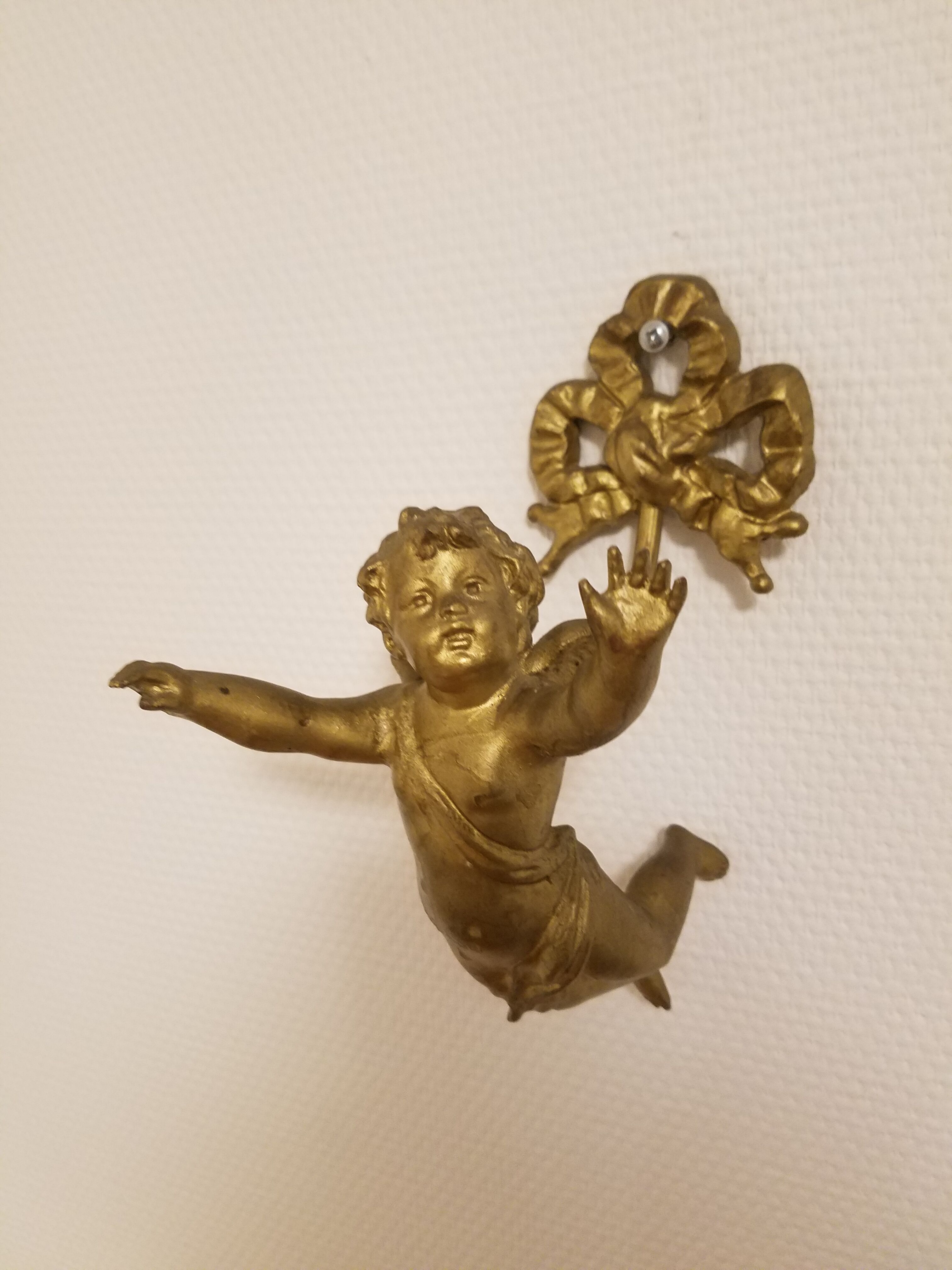 Hook in gilded bronze cherub or angelo