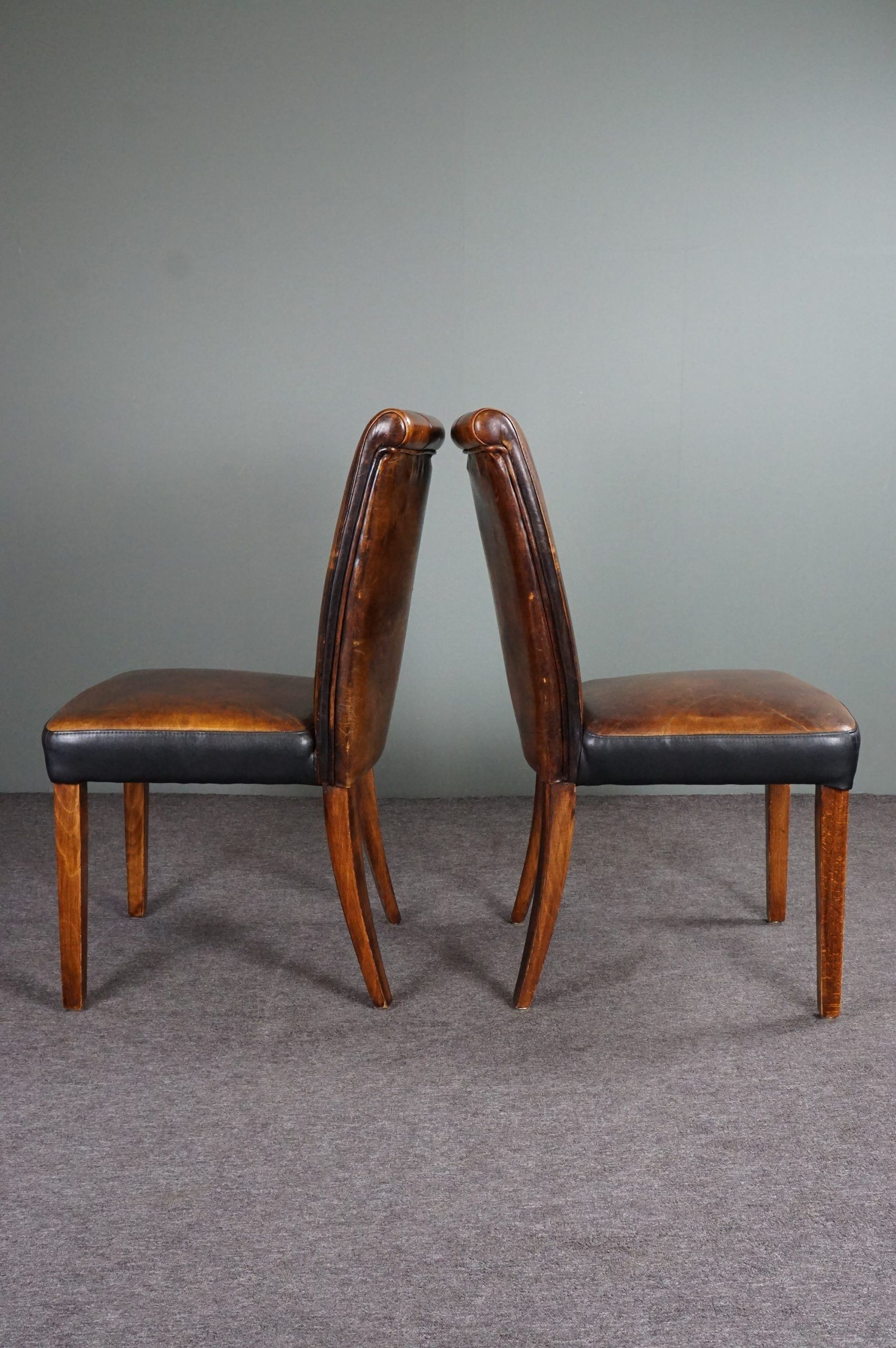 Set of 5 sheepskin dining chairs